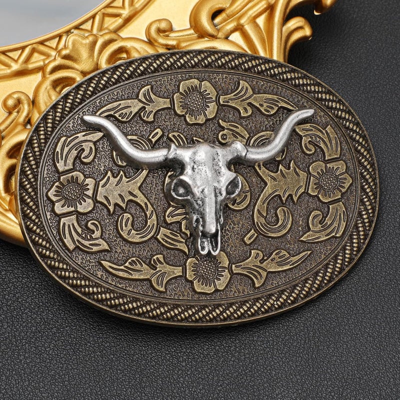 Sansths Cowboy Belt Buckle, Western Belt Buckles for Men Women Texas Bull Rodeo Cowgirl Belt Buckle - Image 2